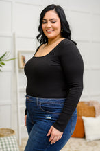Load image into Gallery viewer, HEIMISH The Trisha Textured Square Neck Bodysuit in Black