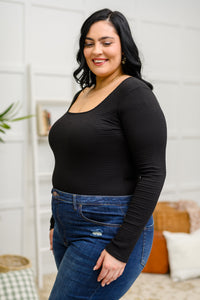 HEIMISH The Trisha Textured Square Neck Bodysuit in Black