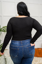 Load image into Gallery viewer, HEIMISH The Trisha Textured Square Neck Bodysuit in Black