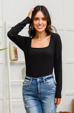 Load image into Gallery viewer, HEIMISH The Trisha Textured Square Neck Bodysuit in Black