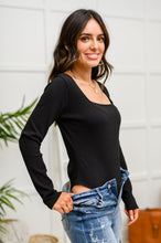 Load image into Gallery viewer, HEIMISH The Trisha Textured Square Neck Bodysuit in Black