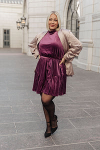 GEEGEE Tied In A Bow Velvet Dress