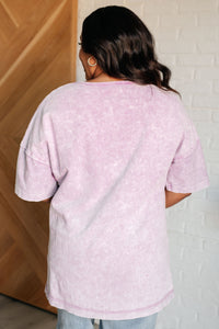 ONE ELEVEN NORTH Unbothered Mineral Wash Top in Orchid Petal