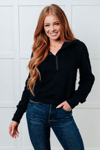 Load image into Gallery viewer, One Eleven North Under Her Spell Half Zip Pullover in Black