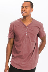 WEIV Short Sleeve 4 Button Henley Shirt