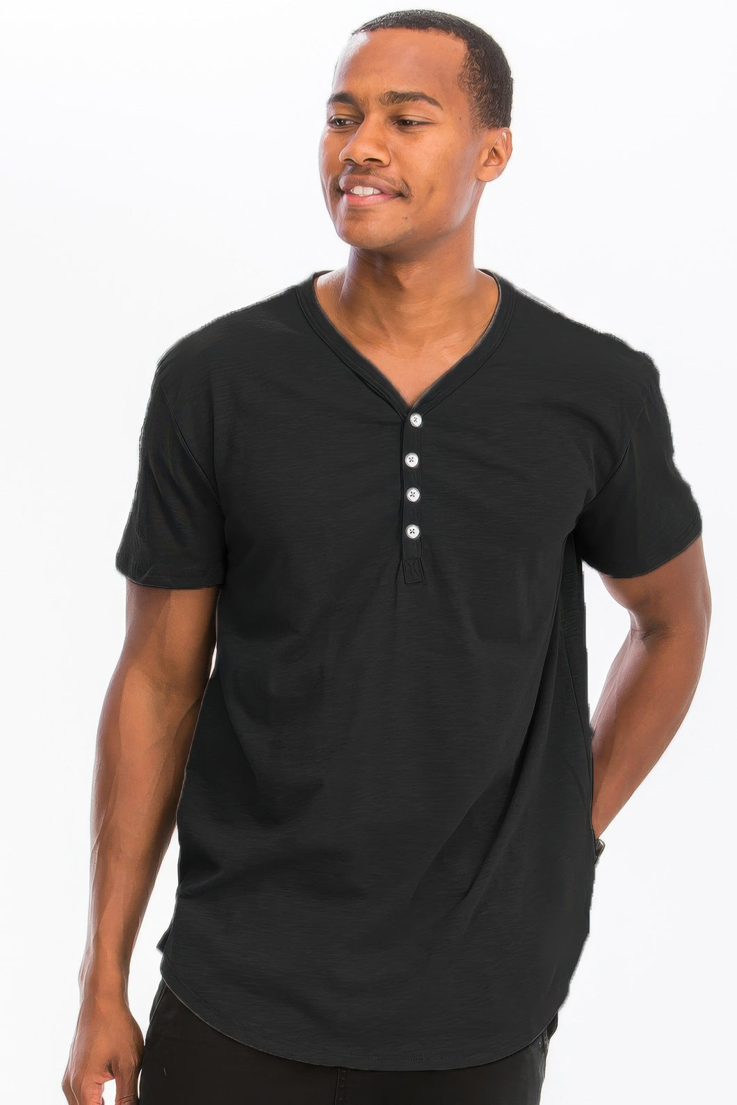 WEIV Short Sleeve 4 Button Henley Shirt