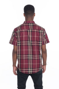 WEIV Men's Casual Short Sleeve Checker Shirts