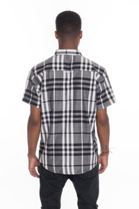 WEIV Men's Casual Short Sleeve Checker Shirts