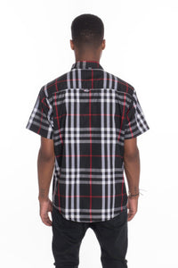 WEIV Men's Casual Short Sleeve Checker Shirts