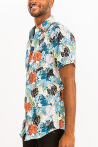 WEIV Hawaiian Print Button Down Shirt