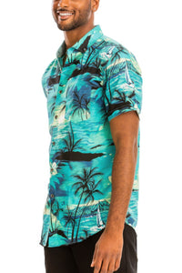 WEIV Hawaiian Print Button Down Shirt