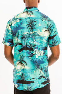 WEIV Hawaiian Print Button Down Shirt