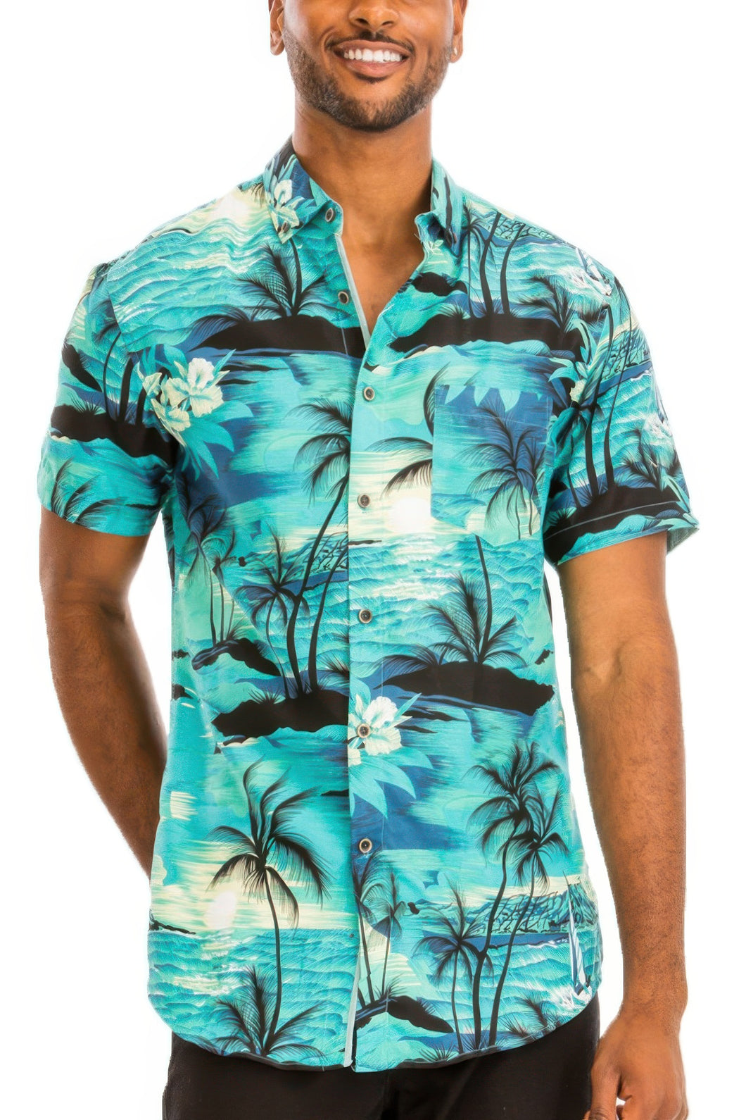 WEIV Hawaiian Print Button Down Shirt