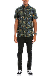 WEIV Hawaiian Print Button Down Shirt