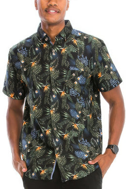 WEIV Hawaiian Print Button Down Shirt