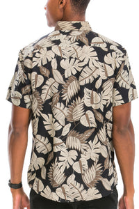 WEIV Hawaiian Print Button Down Shirt