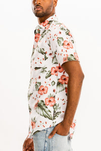 WEIV Hawaiian Print Button Down Shirt