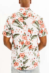 WEIV Hawaiian Print Button Down Shirt