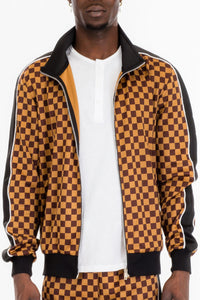 WEIV Men's Full Zip Checkered Jacket