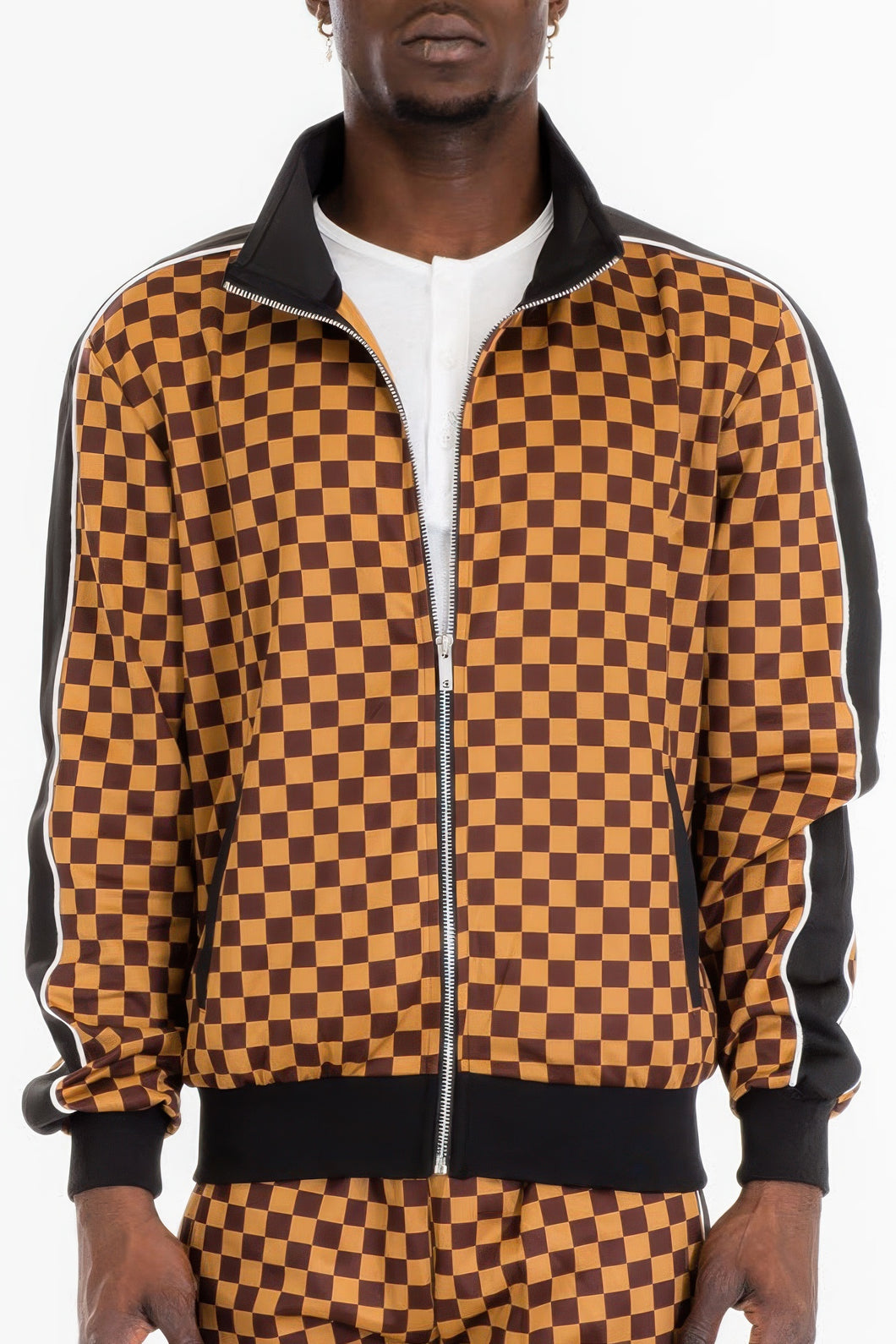 WEIV Men's Full Zip Checkered Jacket