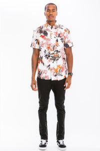 WEIV Hawaiian Print Button Down Shirt