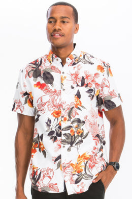 WEIV Hawaiian Print Button Down Shirt