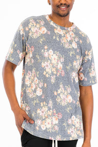 WEIV Heathered Floral Tshirt