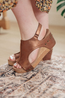 Corkys Walk This Way Wedge Sandals in Antique Bronze