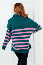 Load image into Gallery viewer, ONE ELEVEN NORTH Well Situated Striped Quarter Zip Sweater in Green and Pink