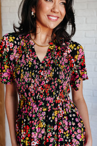 POLAGRAM Wildflower and Barley V-Neck Button Up Dress