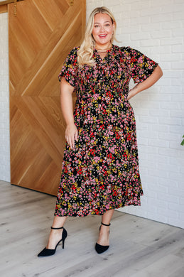 POLAGRAM Wildflower and Barley V-Neck Button Up Dress