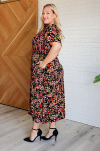 POLAGRAM Wildflower and Barley V-Neck Button Up Dress