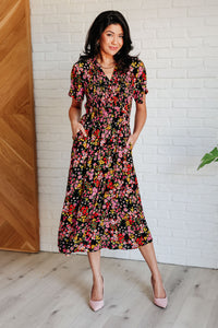 POLAGRAM Wildflower and Barley V-Neck Button Up Dress