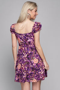 Nuvi Apparel Floral Print Puff Sleeve Dress