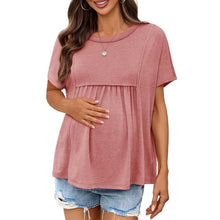 Load image into Gallery viewer, Batwing Short Sleeve Casual Pleated Maternity Top, Small, 22J-201T003