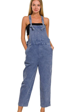 Washed Knot Strap Relaxed Fit Overalls