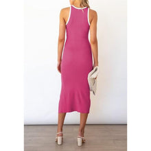 Load image into Gallery viewer, Cutout Crew Neck Slit Ribbed Bodycon Midi Dress, SMALL, 15E-161D002