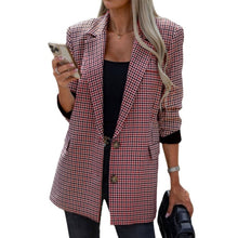 Load image into Gallery viewer, Notch Lapel Button Plaid Work Office Jacket Wool Pea Coat, XL, 19CC-200T001