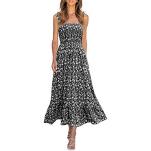 Load image into Gallery viewer, Imily Bela Tie Strap Boho Floral  Smocked Ruffle Maxi Dresse, S, 1F-141D001