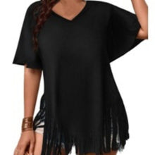 Load image into Gallery viewer, Fringe Top Oversized T Shirt Round Neck Short Sleeve, XL, 2H-1012T011