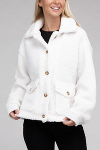 Ambiance Apparel Cozy Sherpa Button-Front Jacket