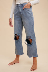 Annie Wear Distressed Raw Hem Jeans