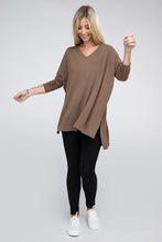 Load image into Gallery viewer, ZENANA Dolman Long Sleeve V-Neck Side Slit Hi-Low Hem Top