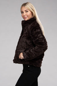 Ambiance Apparel Fluffy Zip-Up Sweater Jacket