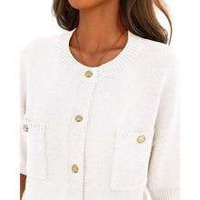 Load image into Gallery viewer, Short Sleeve Button Up Y2k Crew Neck Lightweight Knit Shirt, Medium, 8G-189T001