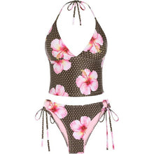 Load image into Gallery viewer, Tankinis Striped Halter String Tie Side 2 Piece Set, Medium, 13J-192Swim002
