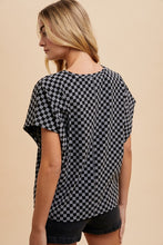 Load image into Gallery viewer, Annie Wear Checkered Round Neck Short Sleeve T-Shirt