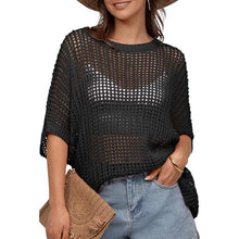 Load image into Gallery viewer, Crochet Short Sleeve Mesh Knit Sweater, SIZE XS, 20D-170T012