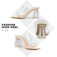 Load image into Gallery viewer, Clear Heeled Sandals Transparent Two Strap Square Toe, SIZE 10, SL2-170S002