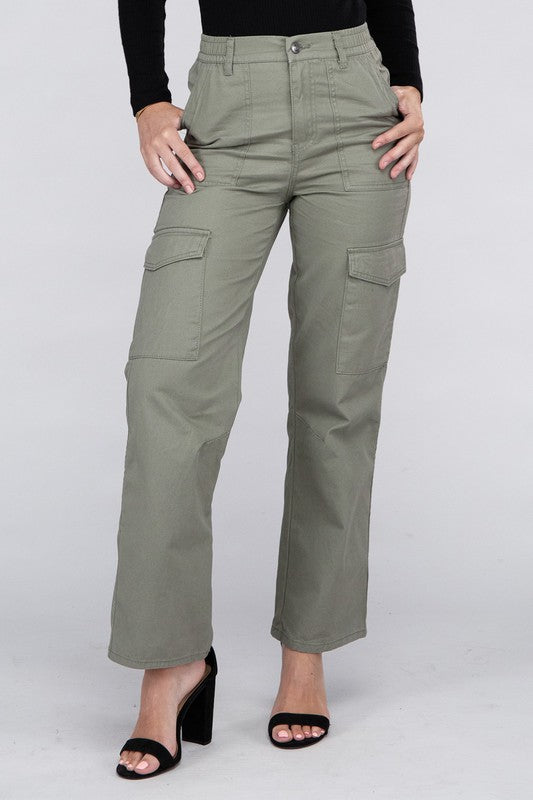 Ambiance Apparel Everyday Wear Elastic-Waist Cargo Pants